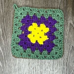 Handmade Crochet Granny Square Pot Holder 6.5”